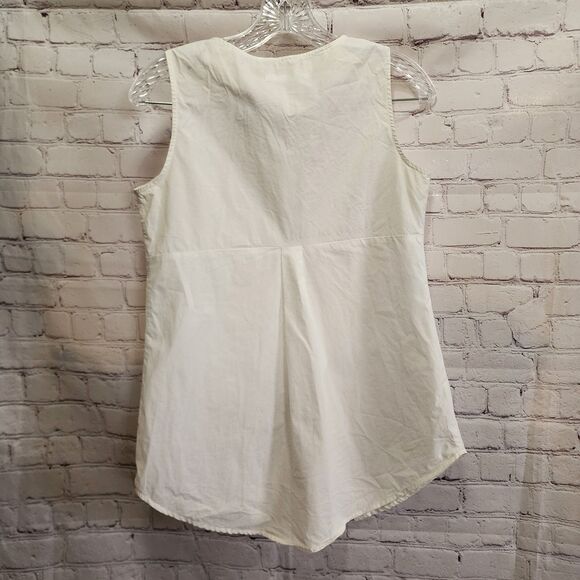 Derek Lam Tank Top Womens 10 White Crosby Top Half Button Front V Split Hem - Picture 4 of 11